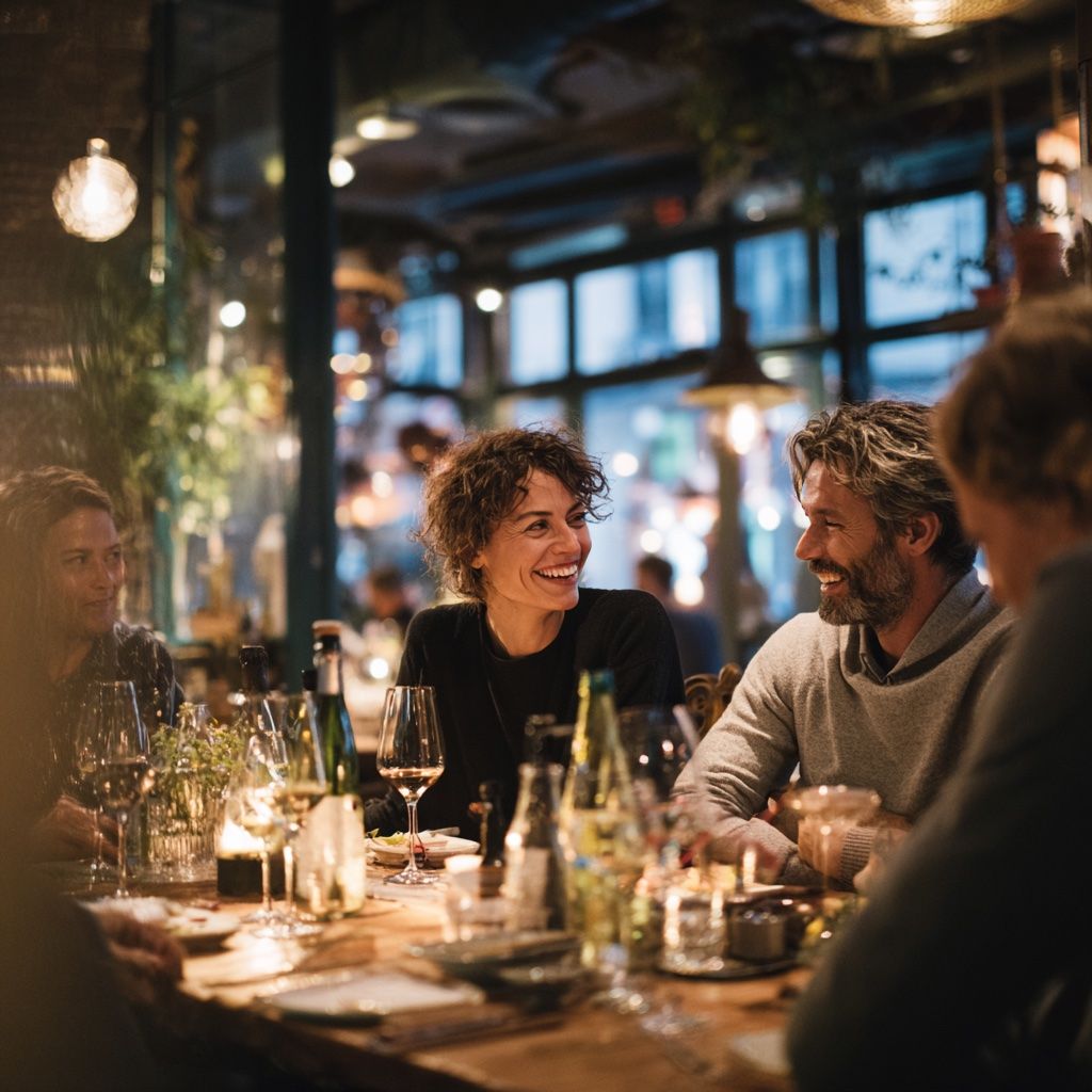 Friends having a meal together